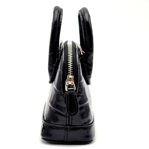 BALENCIAGA Black Calfskin Logo Crocodile Embossed Mini Ville Top Handle Bag XXS - Picture 11 of 16